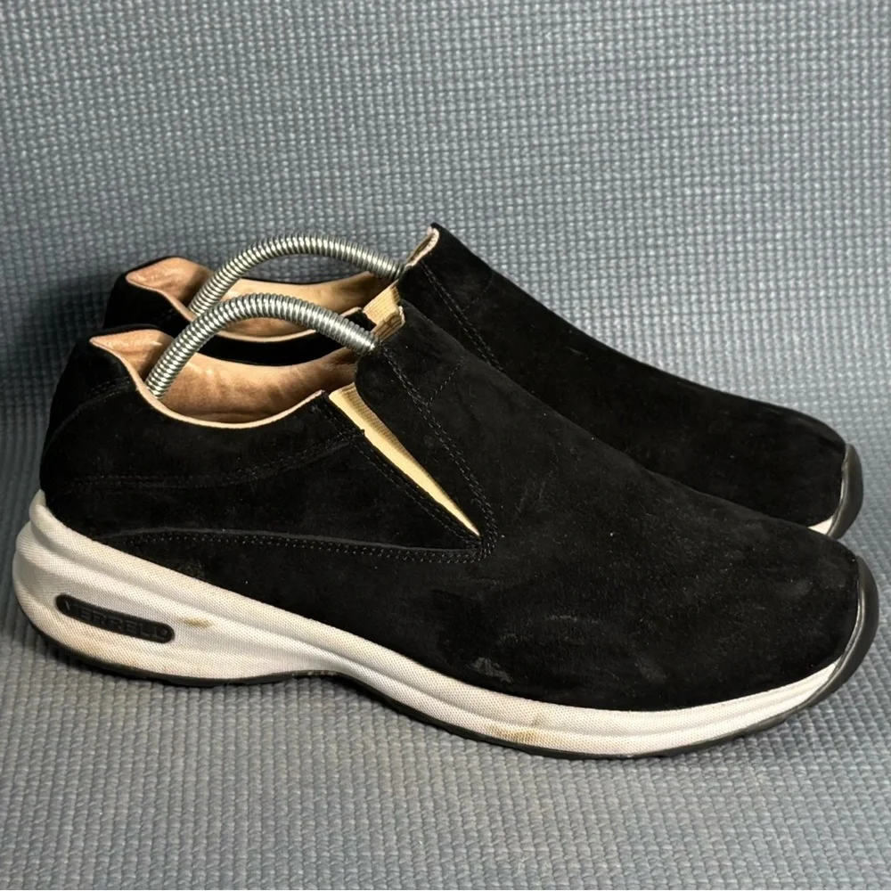 Merrell Men’s Board Runner Loafers Black Air Cushion Leather Slip On Size‎ 10.5